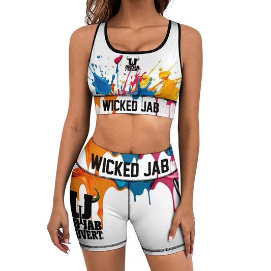 Wicked Jab White Splatter 2 Piece Workout Yoga Set