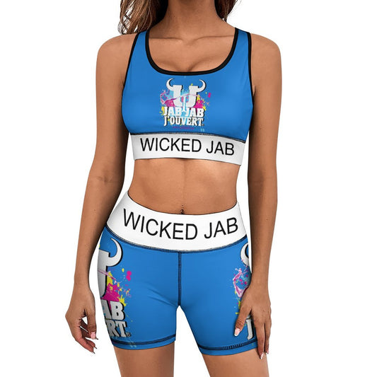 Wicked Jab Blue / White 2 Piece Workout Yoga Set