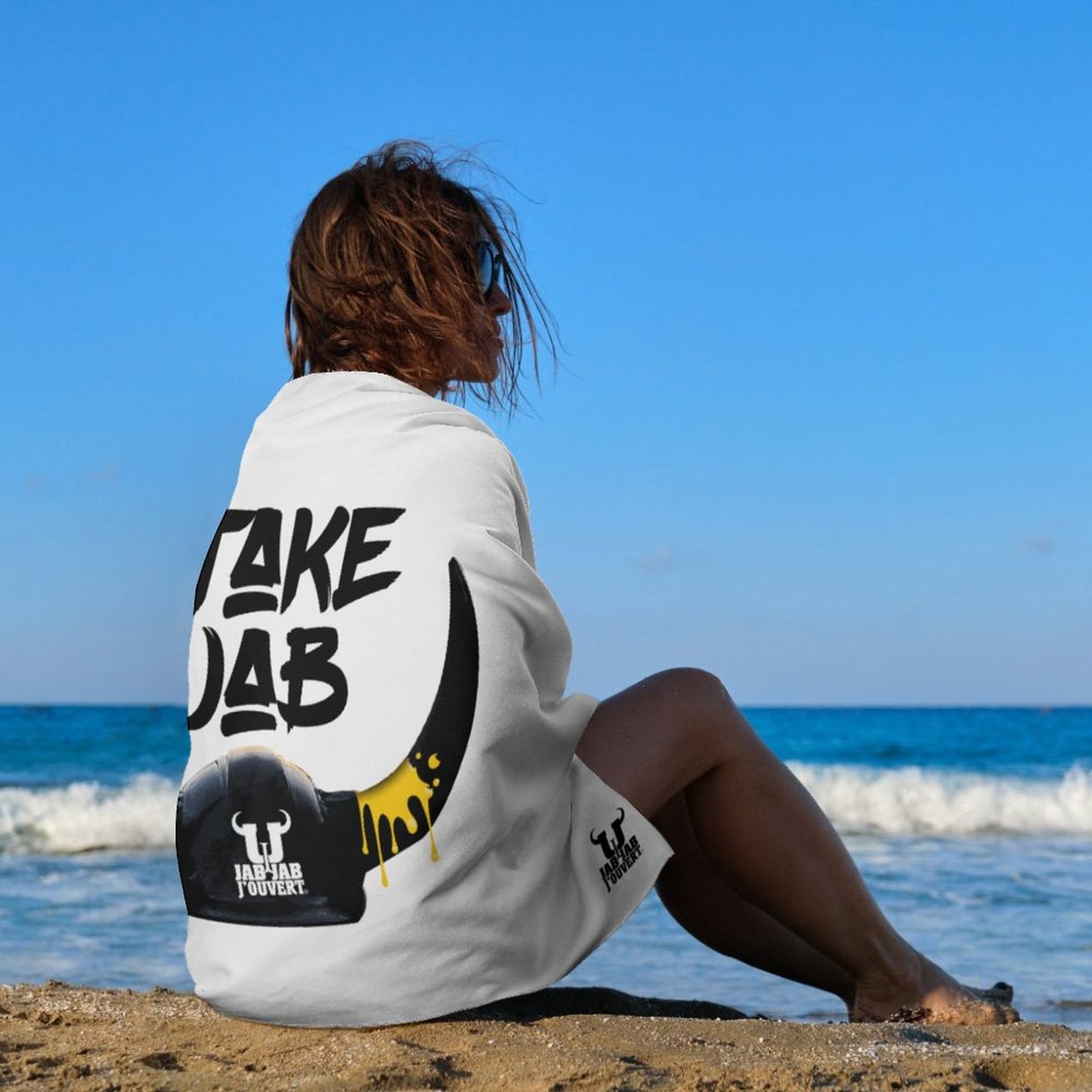 Take Jab White Beach Towel