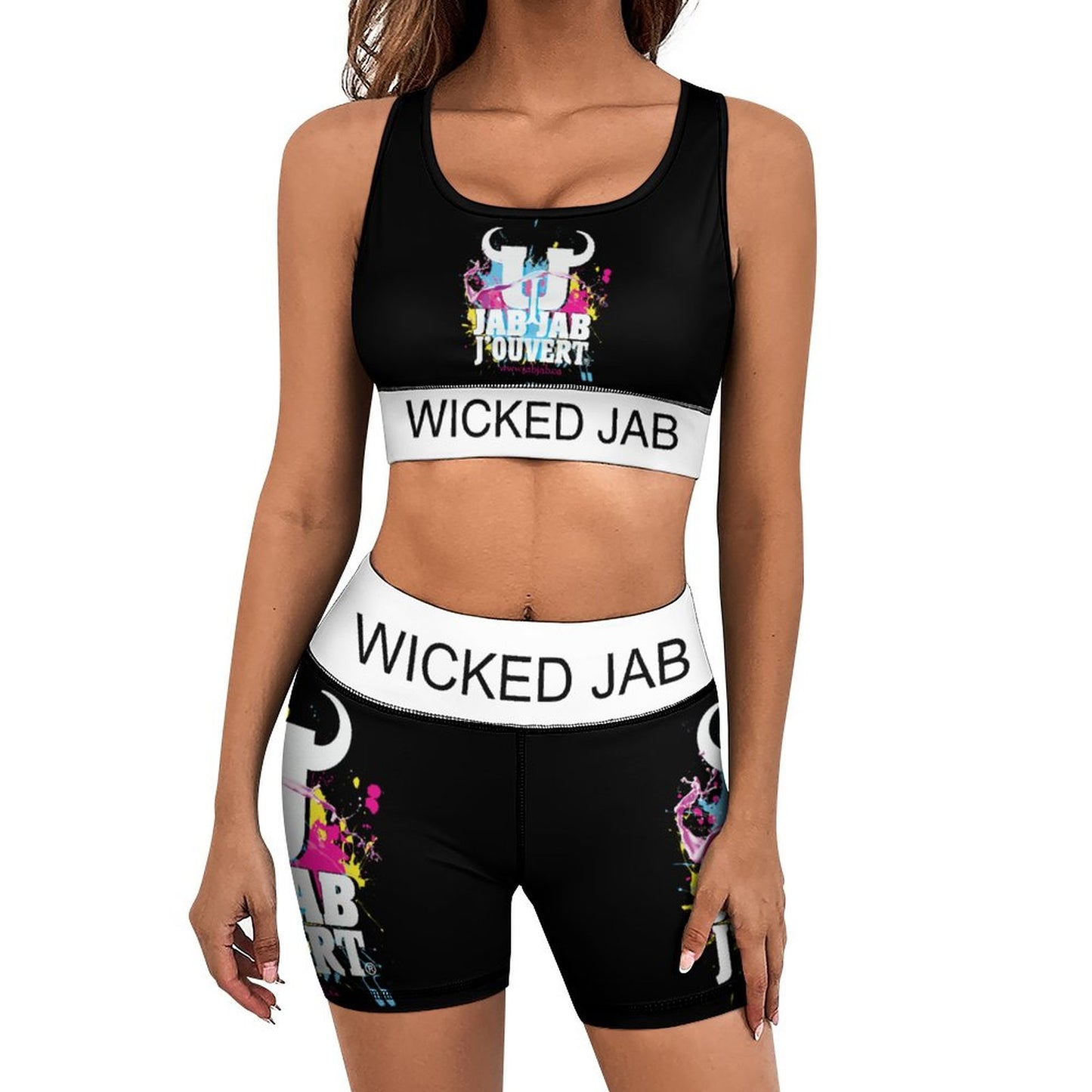 Wicked Jab Black / White 2 Piece Workout Yoga Set